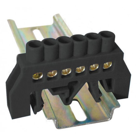 Szyna izolowana czarna 6P DIN 6x9 NPE-BK6-6 Tracon