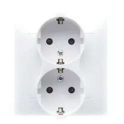 Simon54 Gniazdo 2-krotne SCHUCO z uziemieniem DGSZ2Z/11 biały