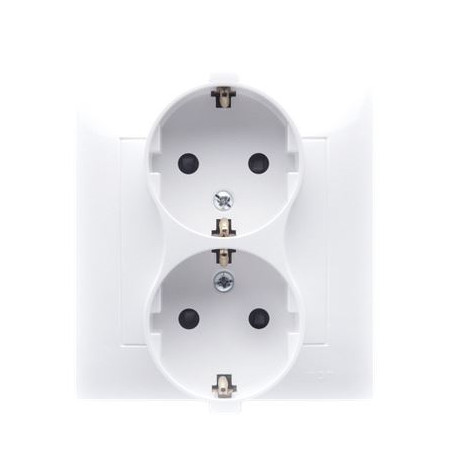 Simon54 Gniazdo 2-krotne SCHUCO z uziemieniem DGSZ2Z/11 biały