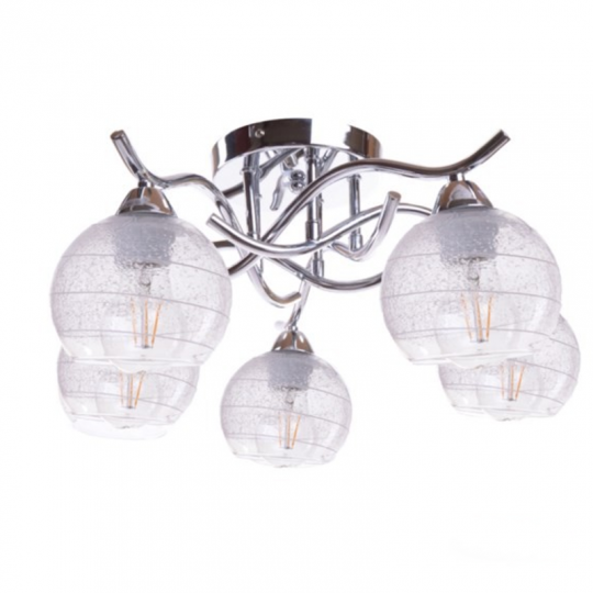 CASERTA-5 chrome E27 5x60W ceiling lamp Vitalux