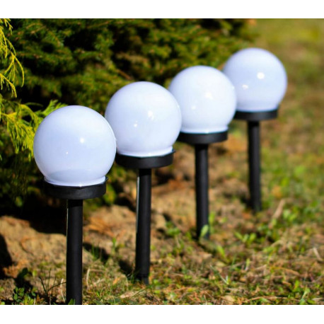 Lampka solarna wbijana KULA 10 cm CW zimna barwa VO2214 VOLTENO