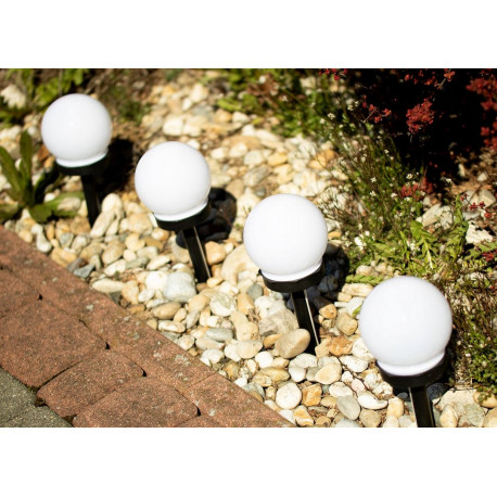 Lampka solarna wbijana KULA 10 cm CW zimna barwa VO2214 VOLTENO