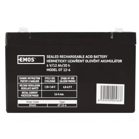 Akumulator ołowiowy AGM 6V/12Ah F4 E-6120 EMOS