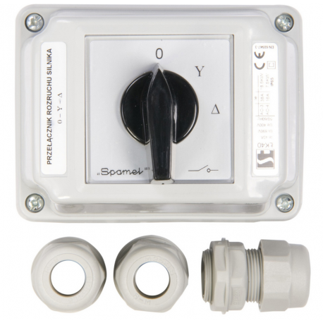 Łącznik krzywkowy gwiazda-trójkąt 3P 40A w obudowie ŁK40-4.831OB3 IP65 SPAMEL