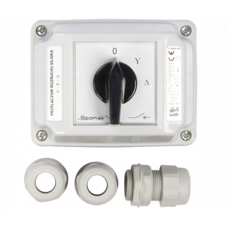 Łącznik krzywkowy gwiazda-trójkąt 3P 25A w obudowie ŁK25R-4.831OB2 IP65 SPAMEL