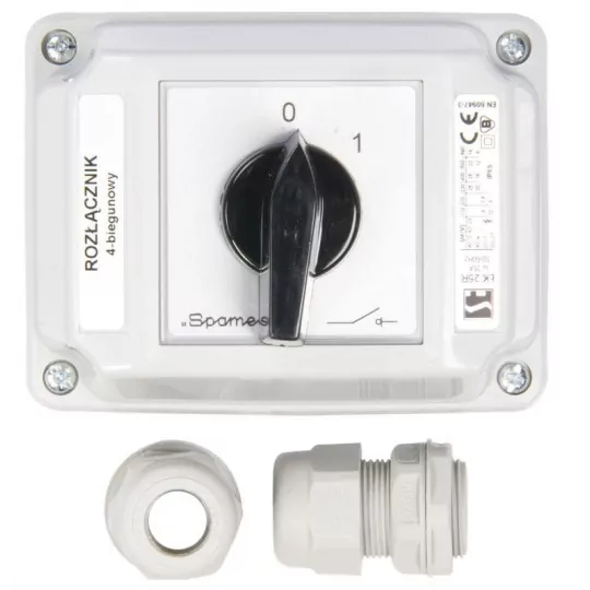 Cam switch 0-1 4P 25A in housing ŁK25R-2.8210 OB2 IP65 SPAMEL Cam switch 0-1 4P 25A in housing ŁK25R-2.8210 OB2 IP65 SPAMEL