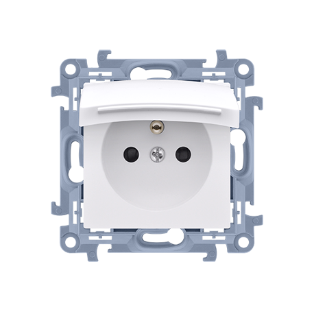 Simon10 Gniazdo z klapką z uziemioeniem CGZ1B.01/11 biały SIMON