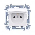 Simon10 Gniazdo z klapką z uziemioeniem CGZ1B.01/11 biały SIMON