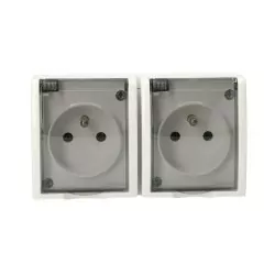 Aquarius gniazdo 2-krotne z uziemieniem klawisz AQGZ1-2/11a biały SIMON