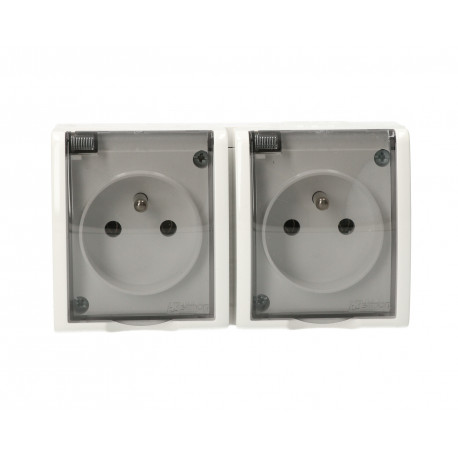 Aquarius gniazdo 2-krotne z uziemieniem klawisz AQGZ1-2/11a biały SIMON
