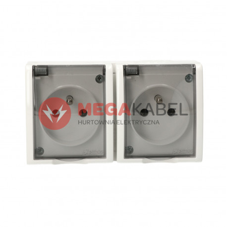 Aquarius gniazdo 2-krotne z uziemieniem klawisz AQGZ1-2/11a biały SIMON