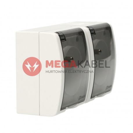 Aquarius gniazdo 2-krotne z uziemieniem klawisz AQGZ1-2/11a biały SIMON