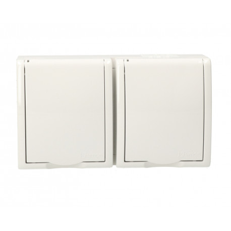 Aquarius Gniazdo 2-krotne z uziemieniem klawisz AQGZ1-2/11 biały SIMON