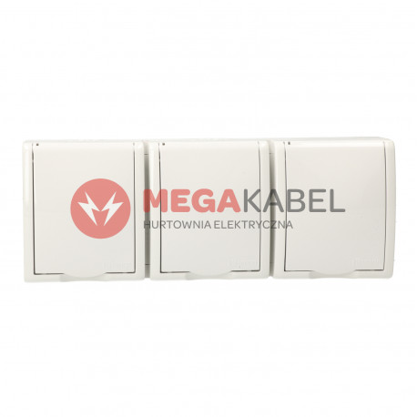 Aquarius Gniazdo 3-krotne z uziemieniem AQGZ1-3/11 biały SIMON