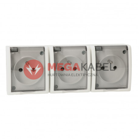Aquarius gniazdo 3-krotne z uziemieniem klawisz AQGZ1-3/11a białe SIMON