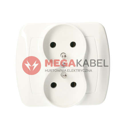 Akord Gniazdo 2-krotne z uziemieniem AGZ2/11 biały SIMON