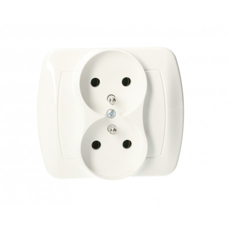 Akord Gniazdo 2-krotne z uziemieniem AGZ2/11 biały SIMON