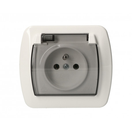 Akord Gniazdo 1-krotne z uziemieniem klawisz dymna AGZ1Be/11 biały SIMON
