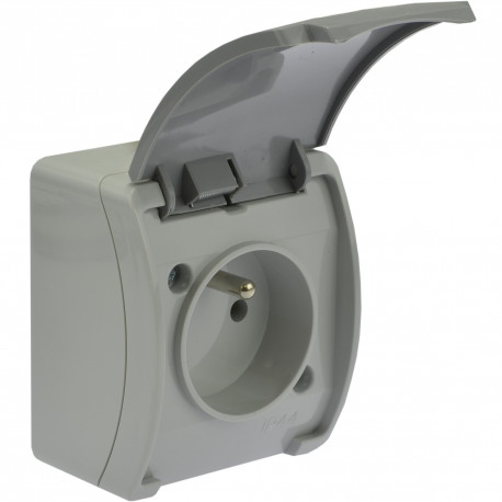 Koala gniazdo pojedyńcze 2P+Z natynkowe popiel z klapką 161-08