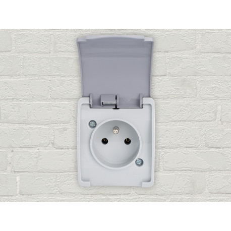 Koala gniazdo pojedyńcze 2P+Z natynkowe popiel z klapką 161-08