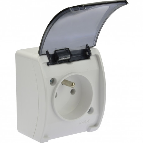 Koala gniazdo pojededyńcze P+Z natynkowe białe z klapką 161-51