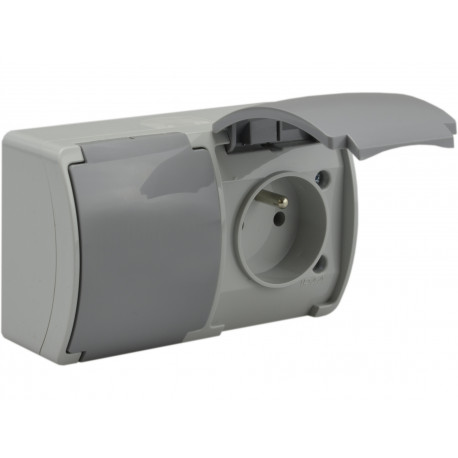 Koala gniazdo podwójne 2x2P+Z natynkowe popiel z klapką 162-08