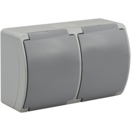 Koala gniazdo podwójne 2x2P+Z natynkowe popiel z klapką 162-08