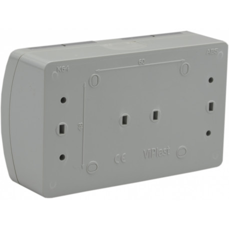 Koala gniazdo podwójne 2x2P+Z natynkowe popiel z klapką 162-08