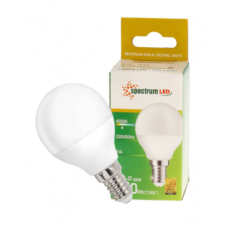 Żarówka LED kulka E14 230V 6W neutral NW SPECTRUM