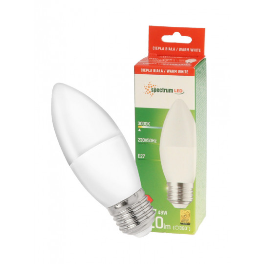 Żarówka LED E27 świecowa 8W ciepła barwa świeczka WOJ+14223_8W SPECTRUM