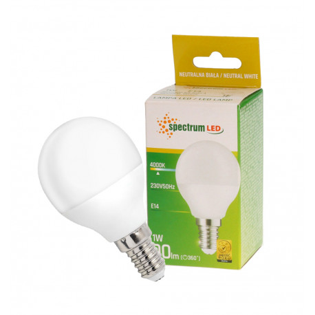 Żarówka LED kulka E14 230V 1W neutral NW SPECTRUM
