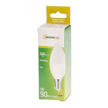 Żarówka LED E14 świecowa 1W 230V NW Spectrum