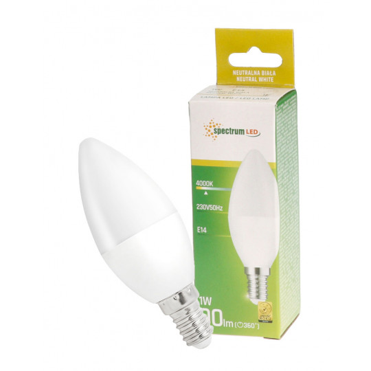 Żarówka LED E14 świecowa 1W 230V neutralna NW WOJ+14452_1W  SPECTRUM LED