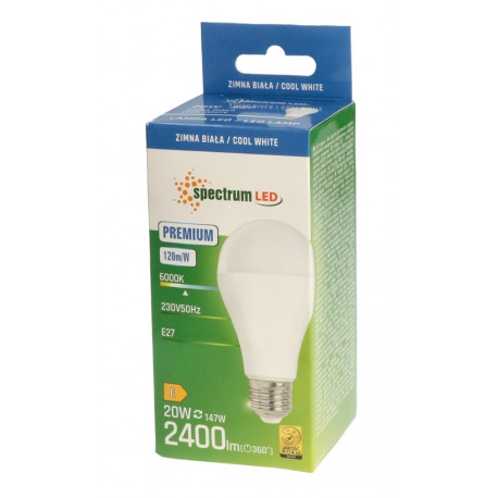 Żarówka LED GLS E27 20W CW PREMIUM Spectrum