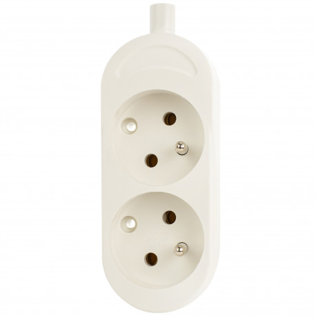 Gniazdo przenośne 2x2P z uziemieniem GN-270 BIAŁY Plastrol
