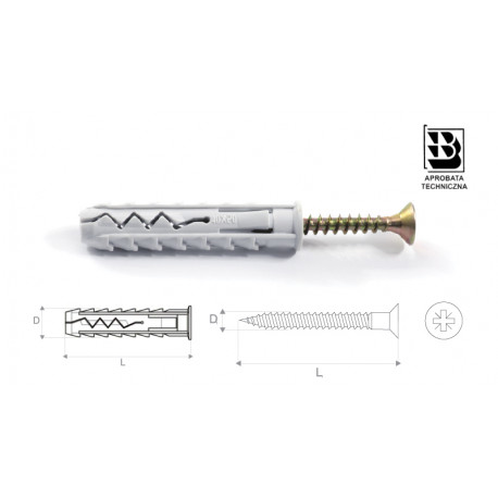 Kołek rozporowy z wkrętem do drewna R-10/5x60