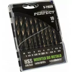 Wiertła do metalu HSS zestaw 19 sztuk  S-71839 Stalco