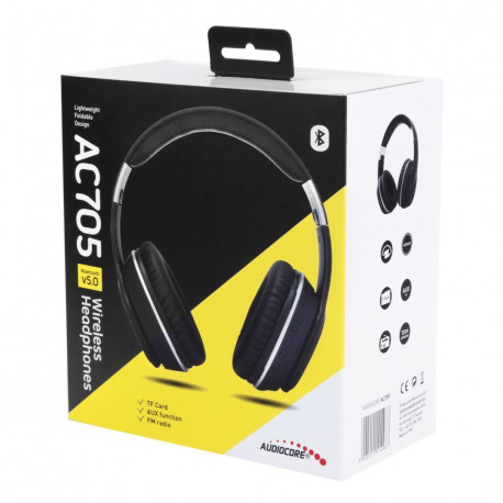 Słuchawki nauszne bezprzewodowe BT AC705 czarne Audiocore