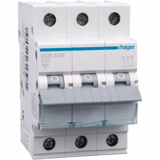 MCN320A 3P C20A overcurrent circuit breaker Hager
