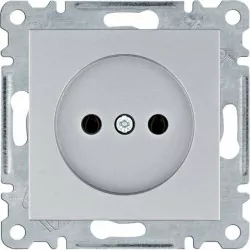 Berker kwadrat gniazdo pojedyńcze bez uziemienia srebrne Hager