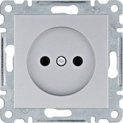 Berker kwadrat gniazdo pojedyńcze bez uziemienia srebrne Hager