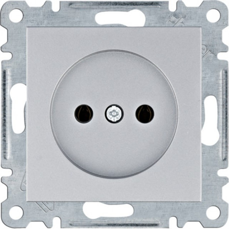 Berker kwadrat gniazdo pojedyńcze bez uziemienia srebrne Hager