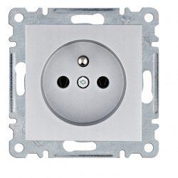 Berker kwadrat gniazdo pojedyńcze z uziemieniem srebrne Hager