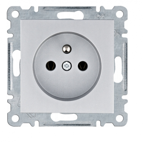 Berker kwadrat gniazdo pojedyńcze z uziemieniem srebrne Hager