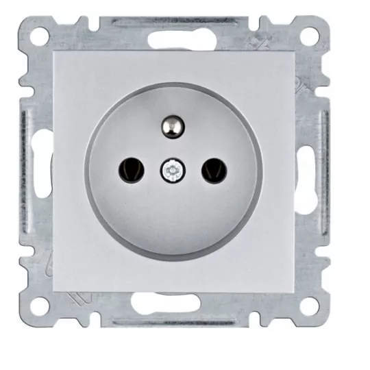 Berker square grounded single socket silver Hager Berker square grounded single socket silver Hager
