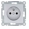 Berker square grounded single socket silver Hager