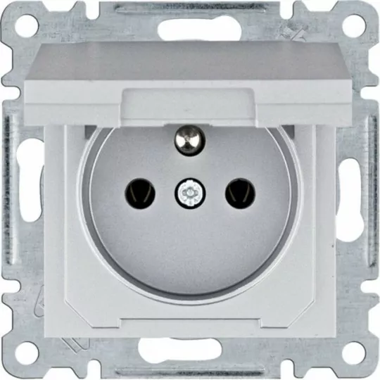 Berker square single socket with grounding plug silver Hager Berker square single socket with grounding plug silver Hager
