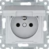 Berker square single socket with grounding plug silver Hager