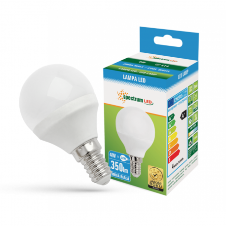 Żarówka LED Kulka 4W 230V E14 CW zimna Spectrum