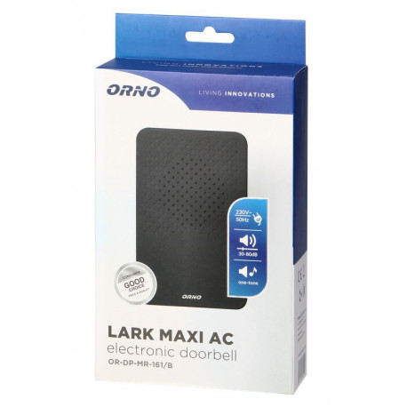 Dzwonek jednotonowy LARK MAXI AC czarny OR-DP-MR-161-B 230V ORNO
